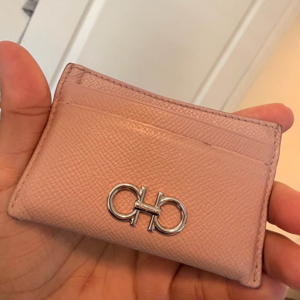 Salvatore Ferragamo Blush Leather Card Holder